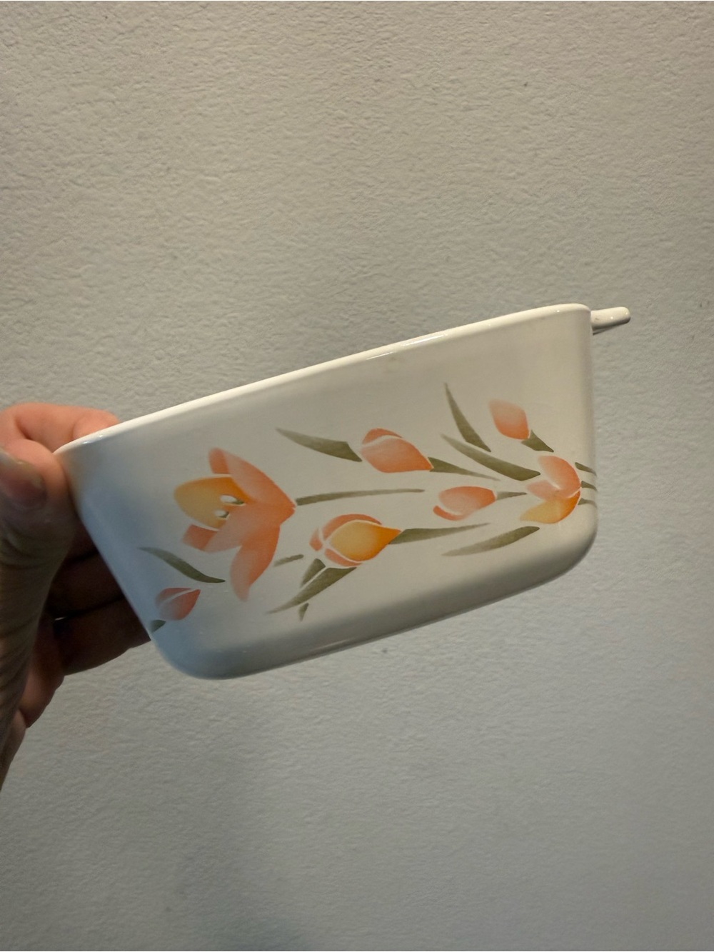 White Ceramic Tulip Floral Serving Dish - White/Orange